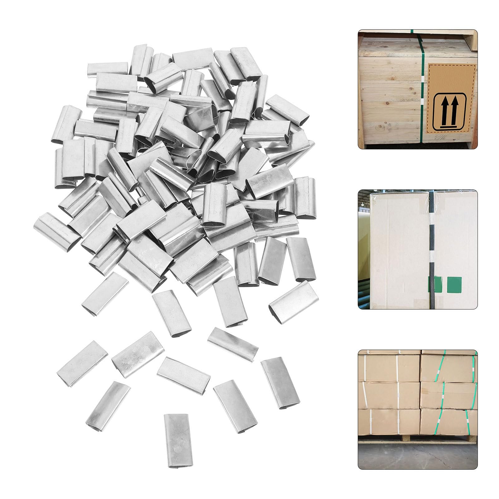 FOMIYES Umreifungssiegel 1kg aus Galvanisiertem Eisen 16mm Breite Gurtclips Silber für Handverpackung und Sichere Paketsicherung