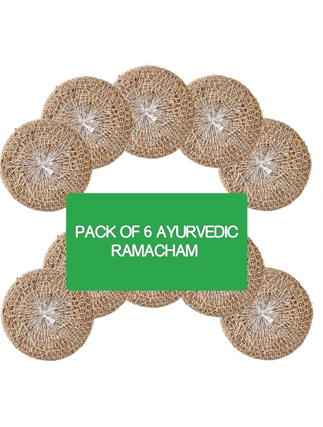 Ramacham orchid Honey Bath Brush Made of Roots (Pack of 6) Vetiver Raamacham Khus Bath Scrubber-image-3