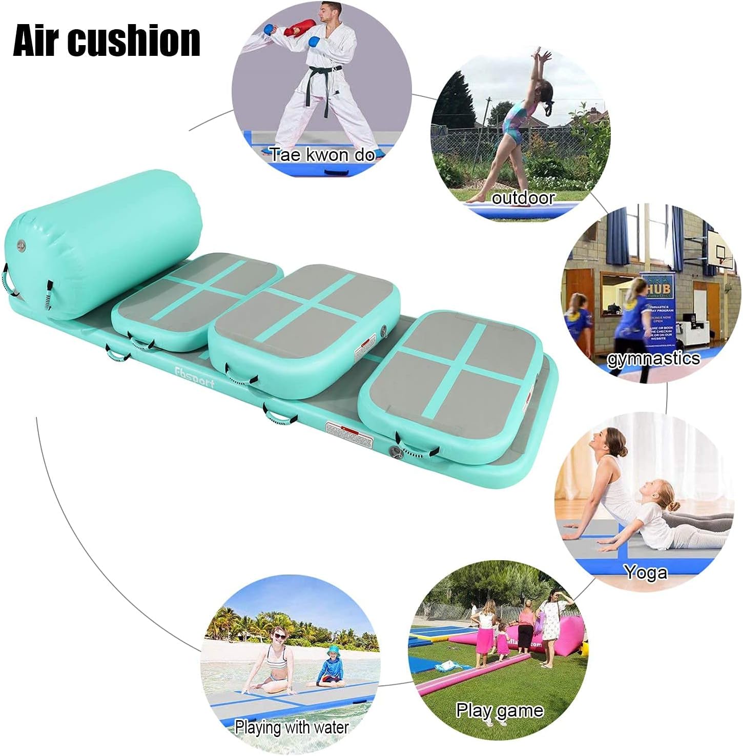 FBSPORT Inflatable Air Gymnastics Mat Training Mats 4/8 inches Thickness Gymnastics Tracks for Home Use/Training/Cheerleading/Yoga/Water with Pump : Sports & Outdoors