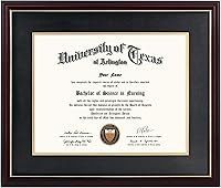 Vista 46 de GraduationMall - Marco para certificado, diploma y documentos con cristal real, aspecto de madera profesional y cuentas doradas, color caoba y blanco