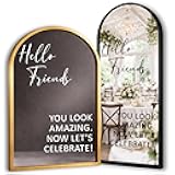 Aldera Graphics Selfie Mirror Decal for Wedding - Hello Friends Now Let's Celebrate - Black Vinyl Rectangular Wedding Decal