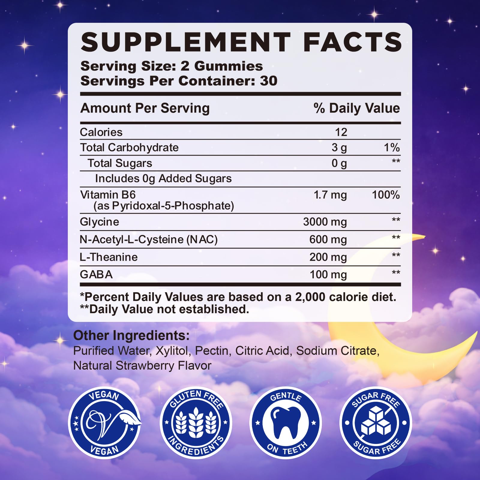 Glycine Gummies, Glycine 3g Supplements with NAC, L-Theanine, GABA, for Sleep, Relax, Nerve & Brain Support, Sugar Free, Vegan, Strawberr Flavor, 60 Cts — Amazon image 6