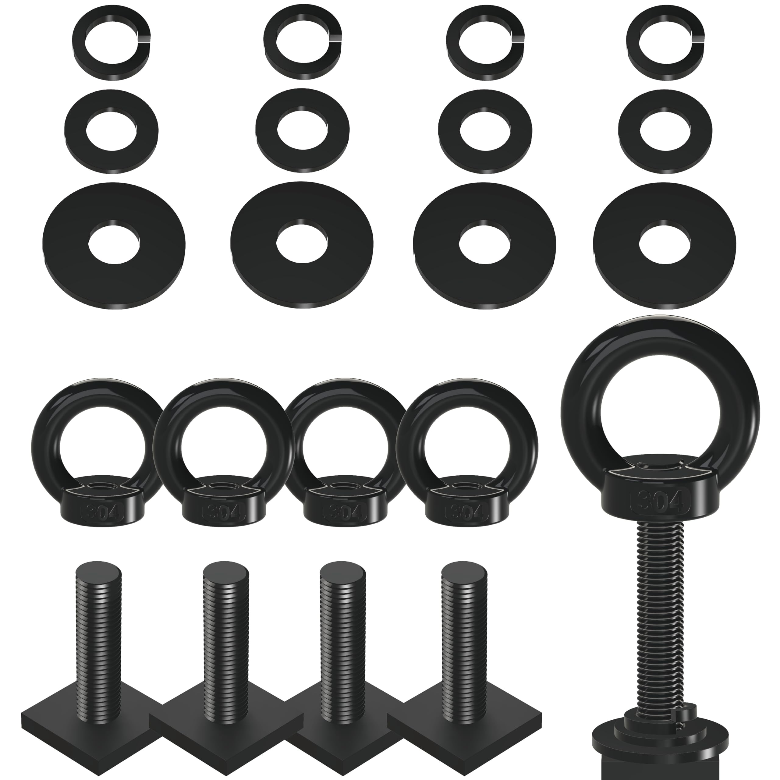 NACETURE M8 50mm T Track Bolts Eye Bolt Tie Down Anchors, Stainless Steel 304 T Slot Hardware with Ring, Heavy Duty Roof Rack Accessories for Cargo Tie Down, Truck Bed, Ladder Rack