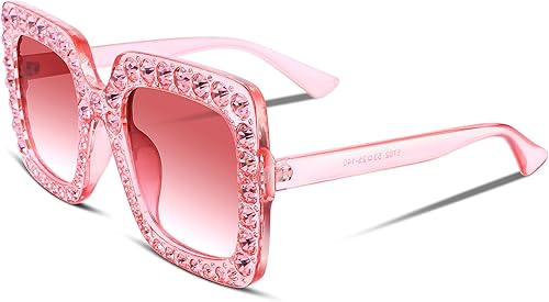 FEISEDY - Gafas de sol de cristal brillante para mujer, gran tamaño, cuadradas, marco grueso, B2283