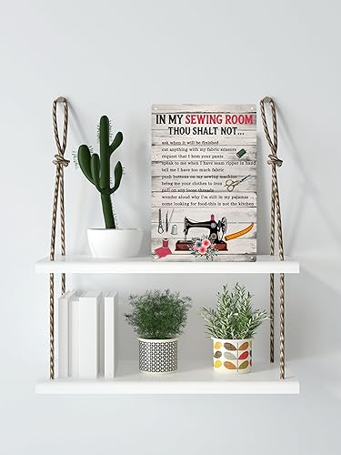 Miniatura 4 de Arte de pared en mi sala de costura, suministros de costura, decoración de pared para amantes de la costura, regalos de madera colgante de metal,