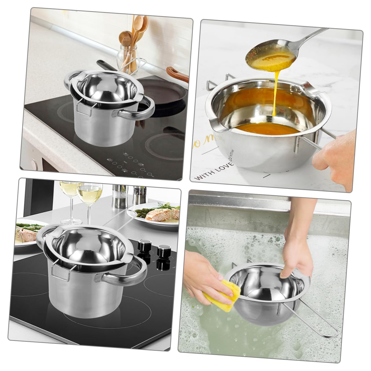 COLLBATH Double Boiler Pot for Melting Chocolate and Cheese Dansk Butter Warmer Easy to Clean Multi-functional