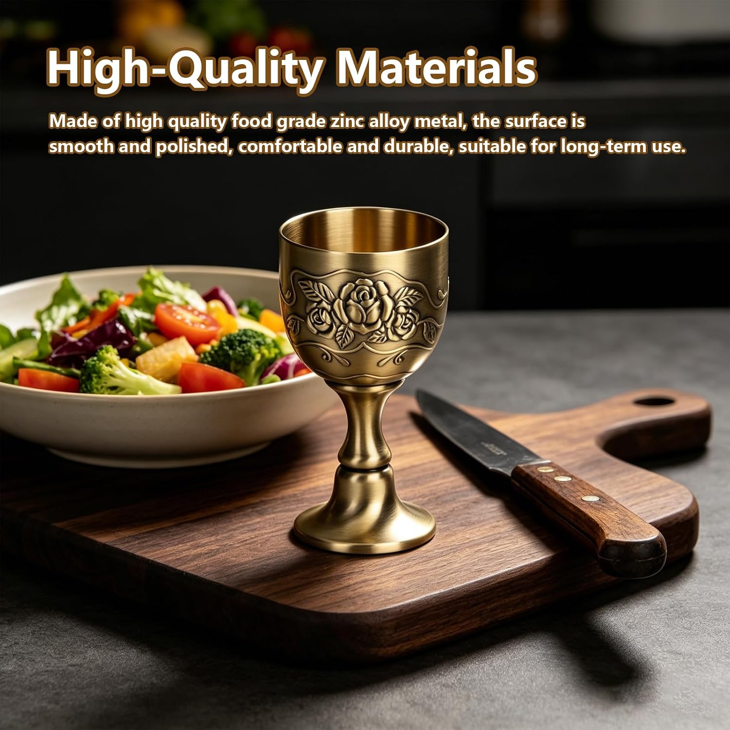 30ml/1oz Gold Wine Chalice Cup, Vintage Gold Chalice Goblet, Flower Embossed Metal Embossed Wine Cup, Versatile Small Metal Goblet for Personal Drinking, Home Decoration