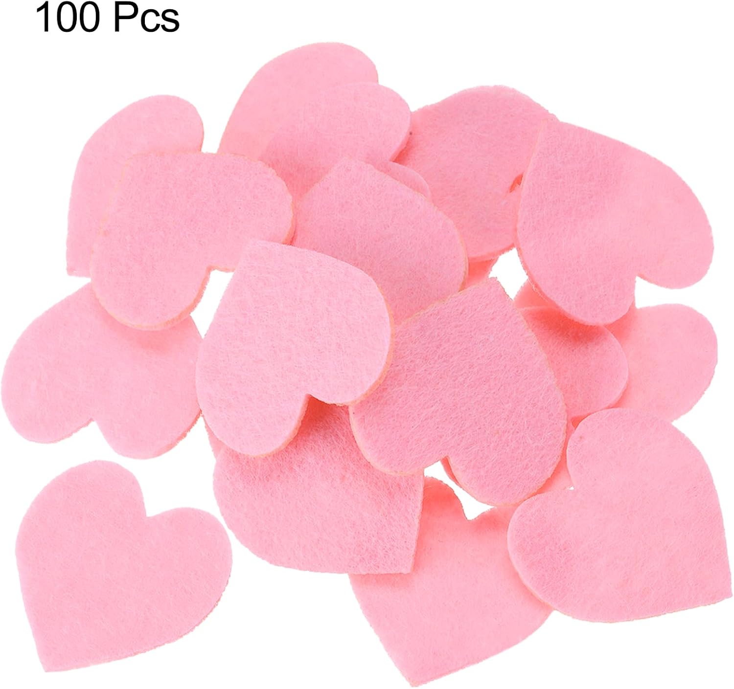 MECCANIXITY Felt Heart Shape Heart Pom Pom Valentine's Day Hearts Craft 3Inch x 3Inch for Sewing Scrapbooking Embellishment Home Wedding Decoration DIY Crafts, Pink, Pack of 100