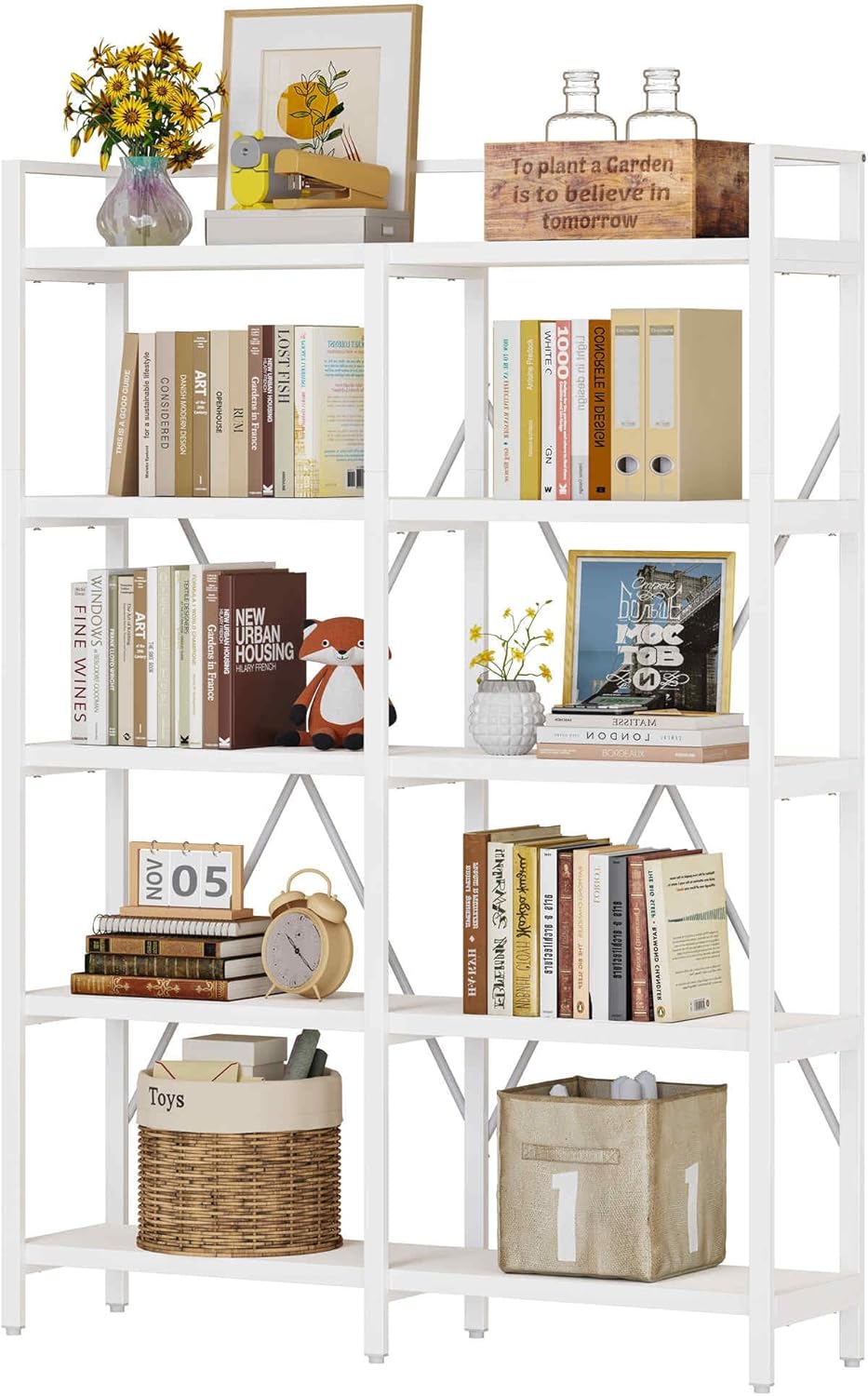 BON AUGURE Estantería Industrial, Estanterías Y Estantes De Libros Etagere De 5 Niveles