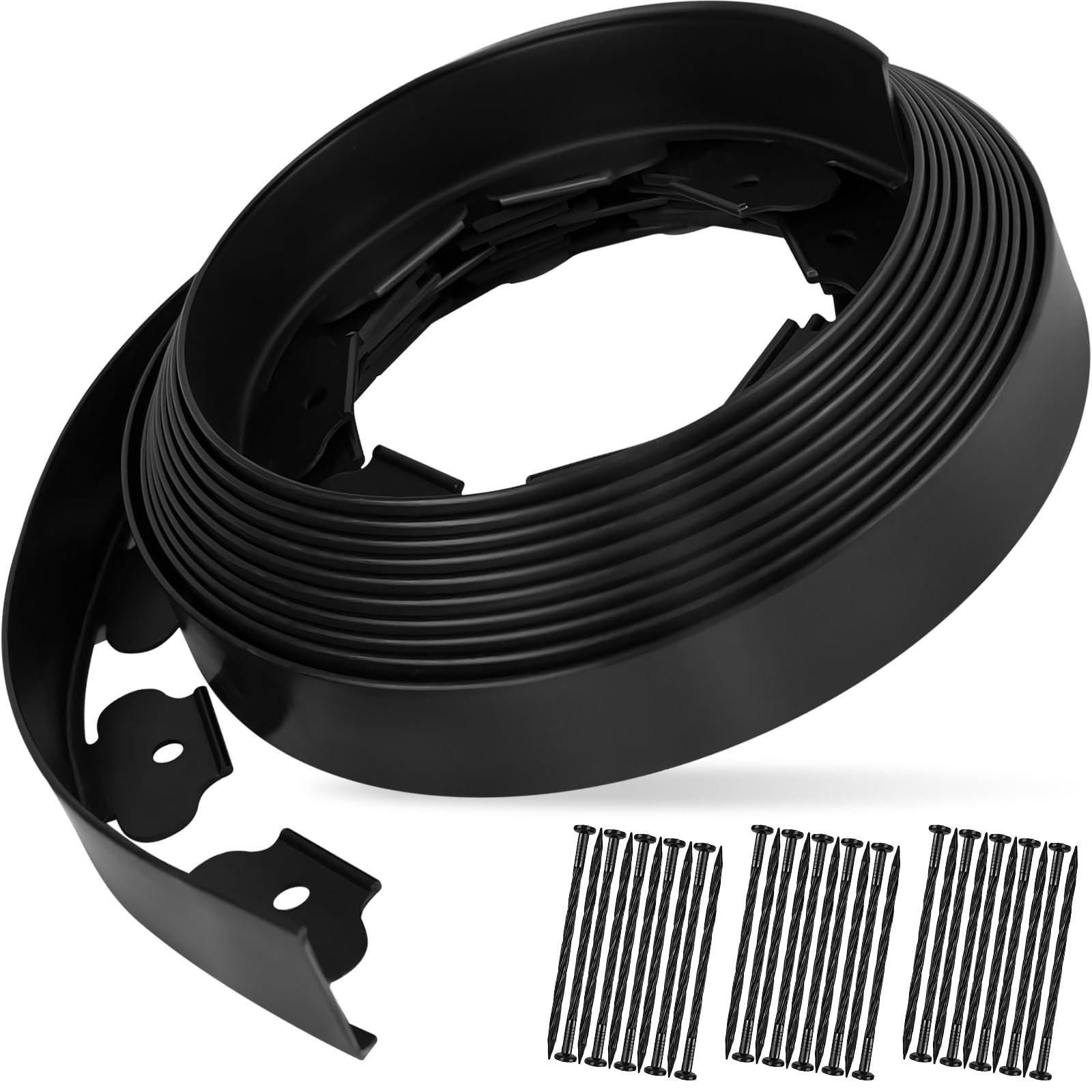 5cm x 10m Garden Edging with 30pcs Securing Pegs, Flexible Plastic Lawn Border Kit, All Weather Resistant Landscape Dividers