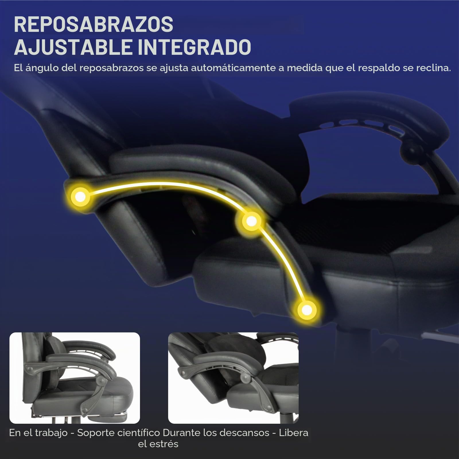 Vigosit Silla de Gaming Pro con reposapiés, de PC de Malla con función de Masaje, Silla ergonómica reclinable para Gamer Ordenador, 150 kg, Grande y Alta de Oficina, Color Negro
