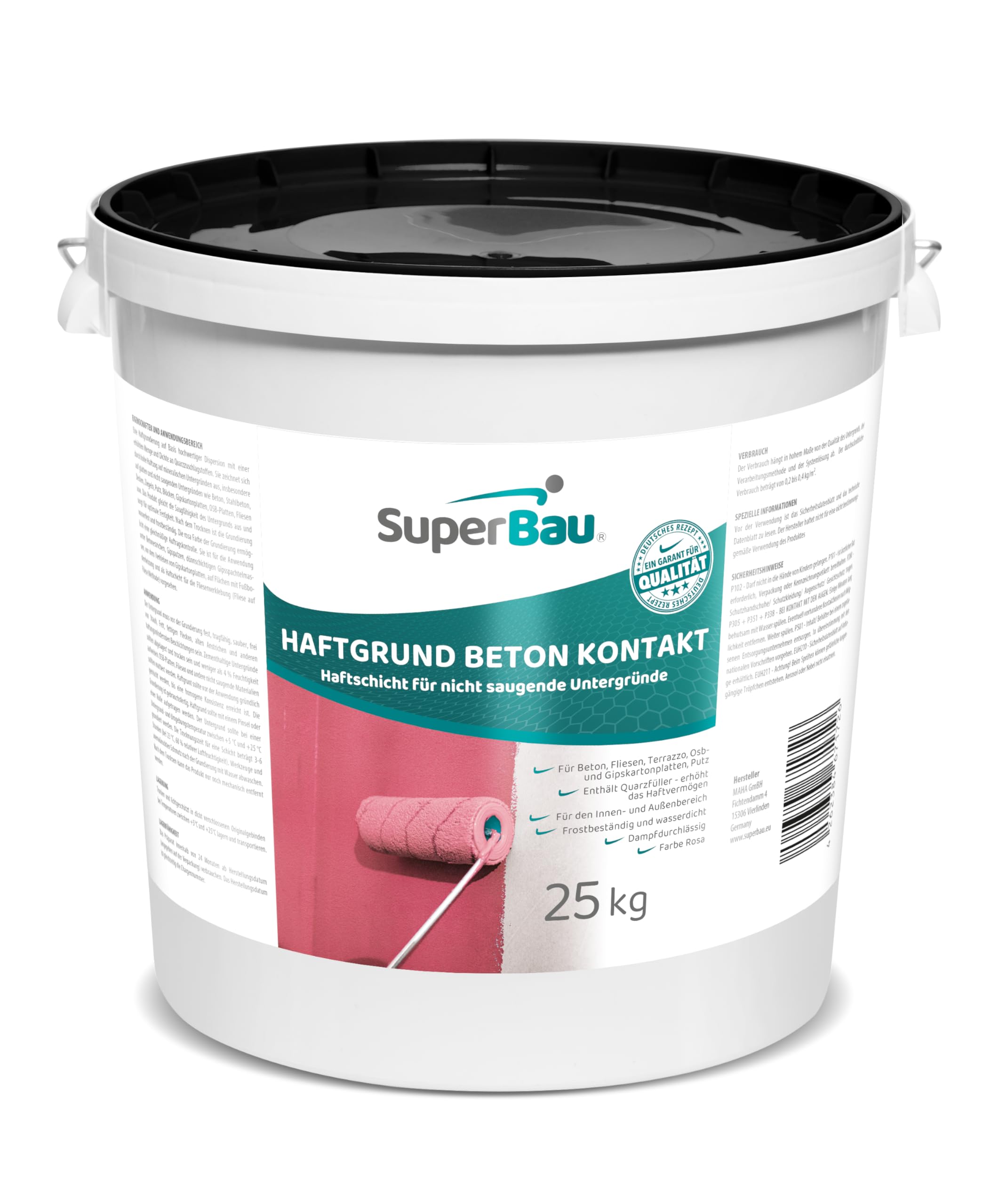 BETON KONTAKT 25kg (≈85m²) Haftgrundierung mit Quarzsand – Haftgrund für Beton, Putz & Fliesen, rosa Haftbrücke für glatte, nicht saugende Untergründe, innen & außen
