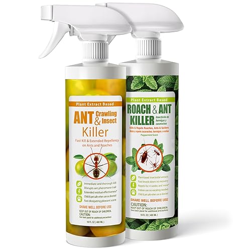 EcoVenger Paquete de asesino de cucarachas, hormigas y insectos rastreros, mata al contacto en minutos, disuasión extendida de 4 semanas, mata