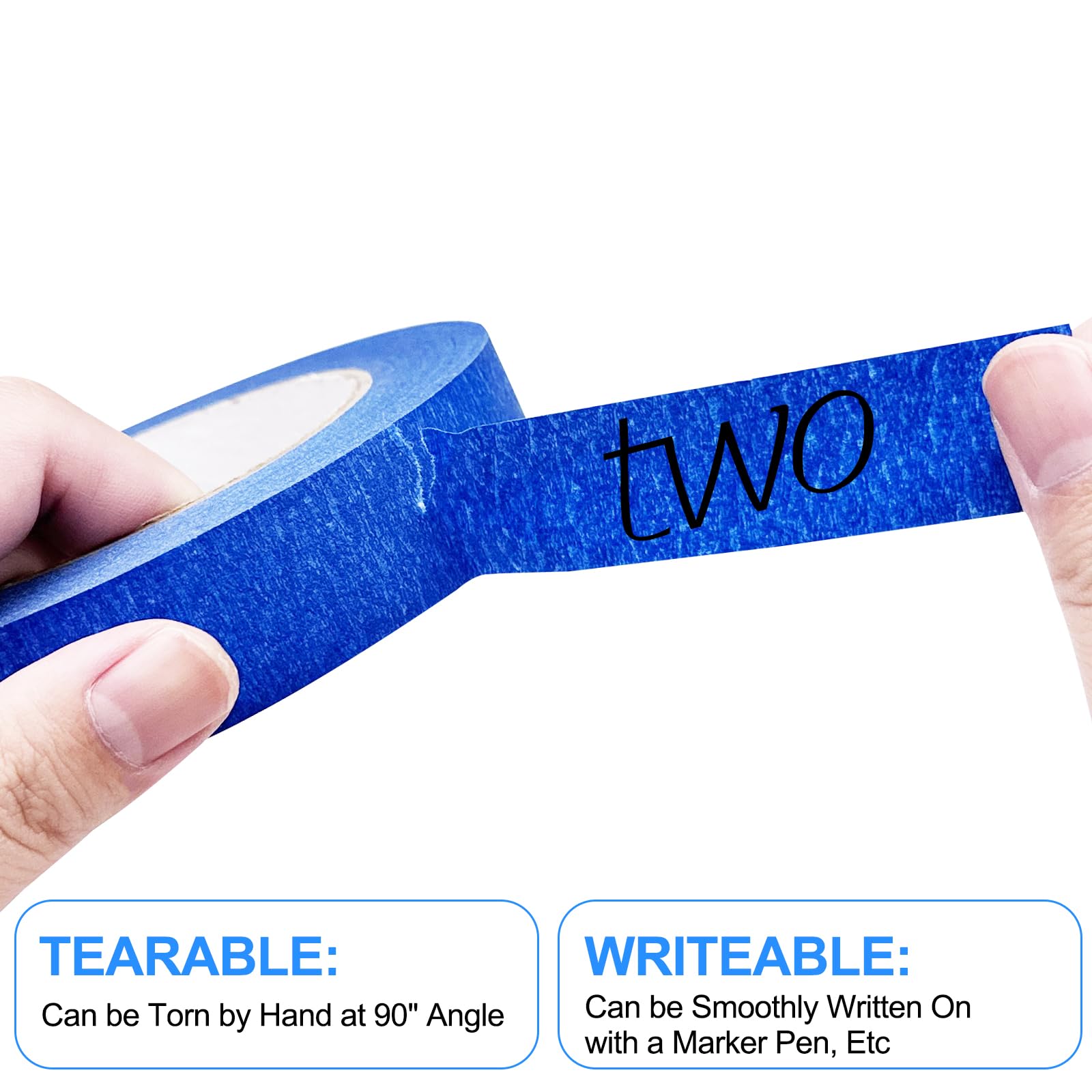 WinGluge 4 rotoli di nastro crespo blu, 24 mm x 50 m, nastro adesivo per pittore, carta crespa, antiscivolo, resistente ai raggi UV, per lavori di pittura, lavori di ristrutturazione, artigianato