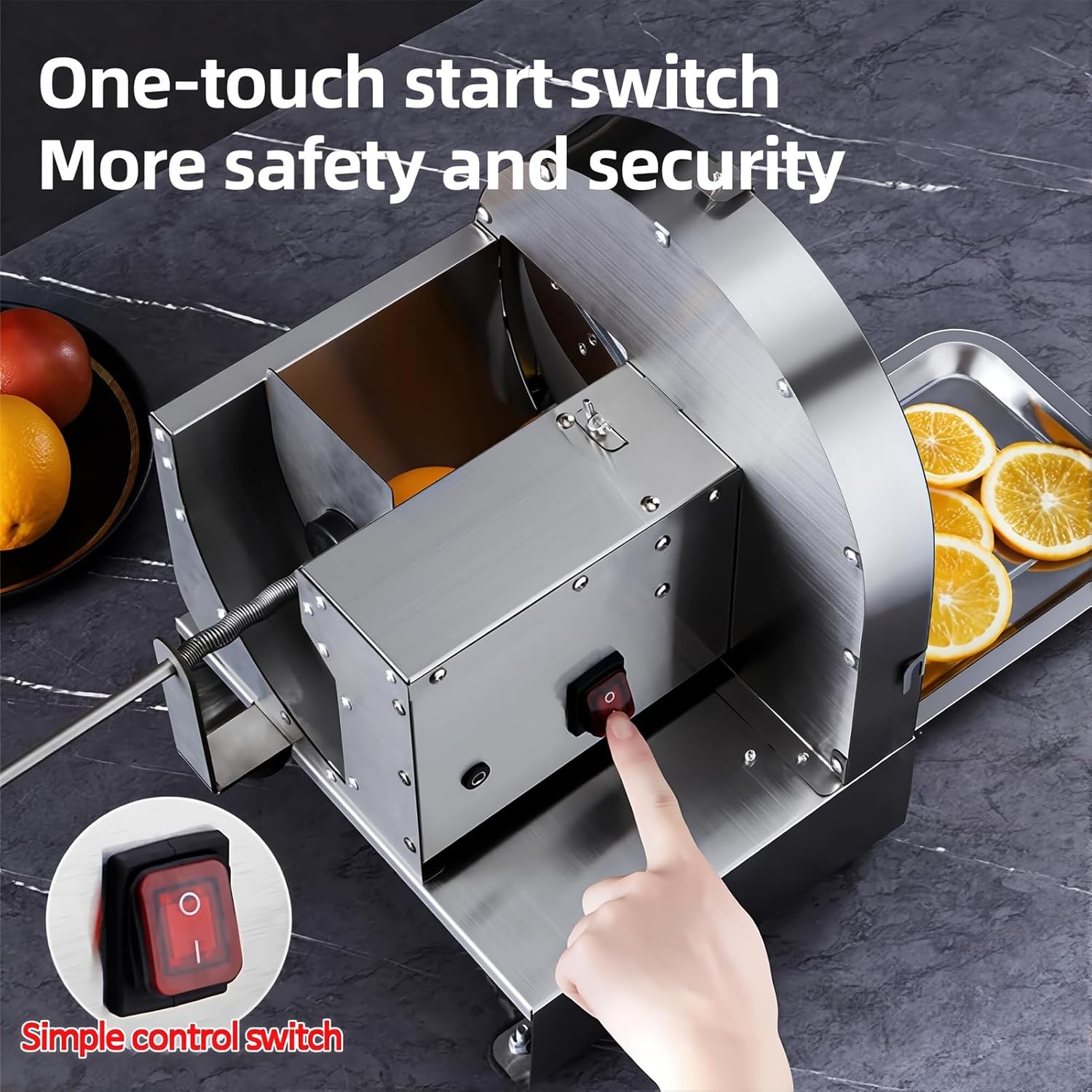 Electric Slicing Machine, Disc Type Vegetable Slicing Machine with Stainless Steel Pallet & Thickness Adjust 0.2~8mm, Commercial Slicer for Milk Tea Shop Restaurant Fruit Shop Home B