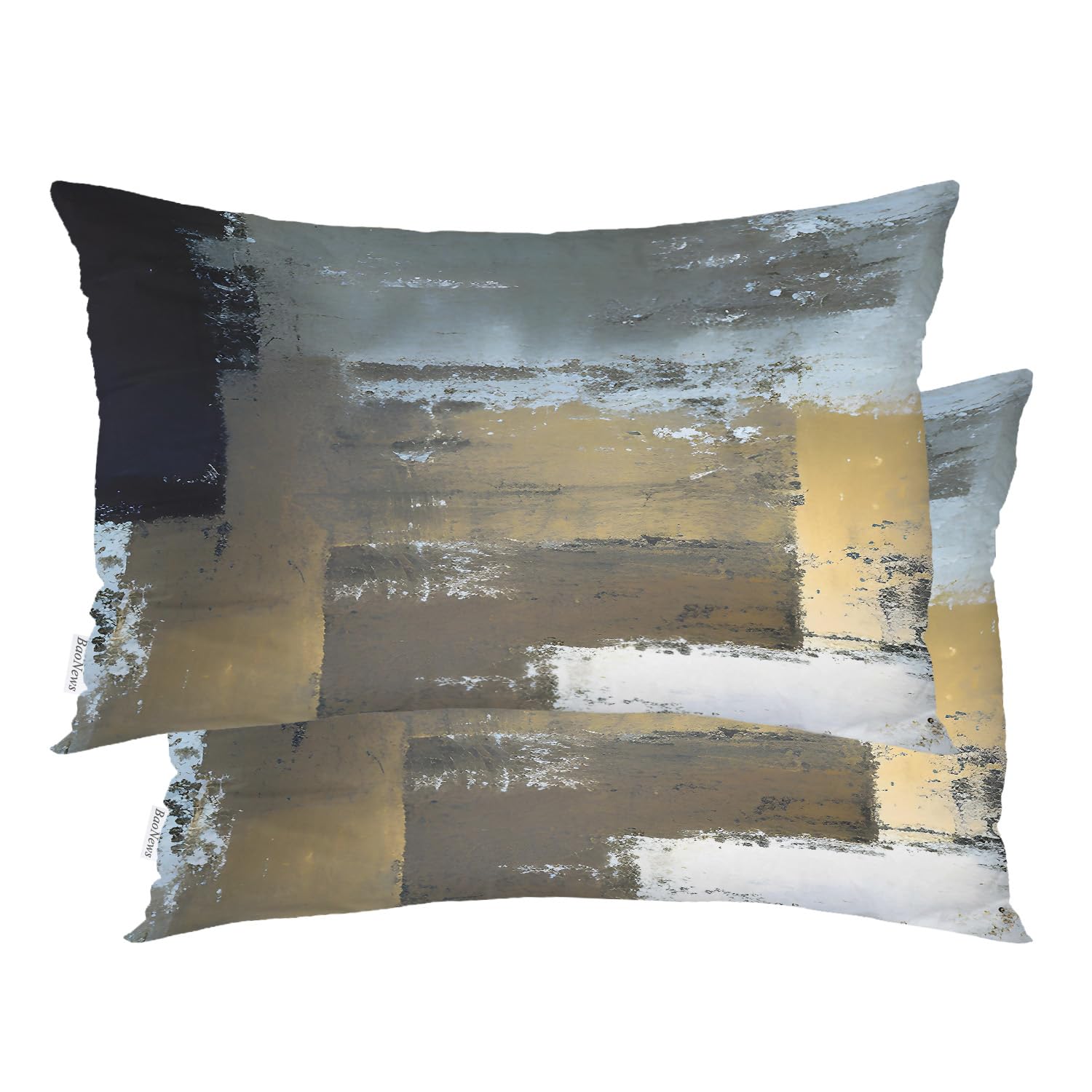 Baonews Brown and Black Pillow Covers, Blue Pillow Covers 20X26 Dusty Blue Pillow Covers Navy Blue Pillows Digital Blended Hidden Zipperl Decorative Sofa Cover for Hair Skin Lumbar 2 Pcs