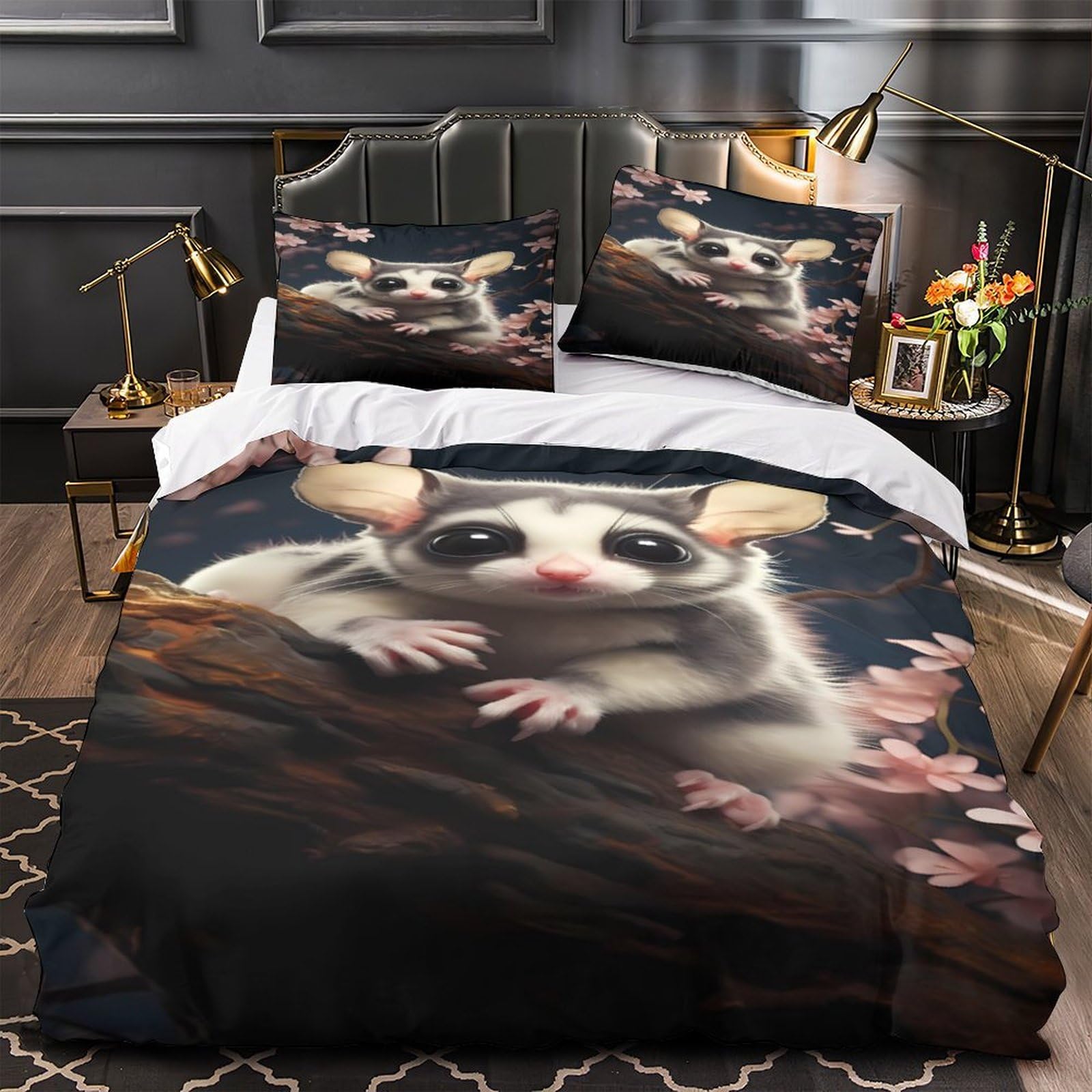 MMDASBVPE Cute Marsupial Comforter Cover 3D Design Printed Premium 3 Pcs Bedding Set Zipper Duvet Cover Super Soft Hypoallergenic for Kids Girls Boys Adults Women Teens Single（140x200cm）