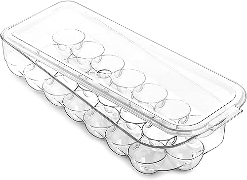 BINO Recipiente de plástico para huevos para refrigerador, transparente, 21 unidades, resistente, duradero
