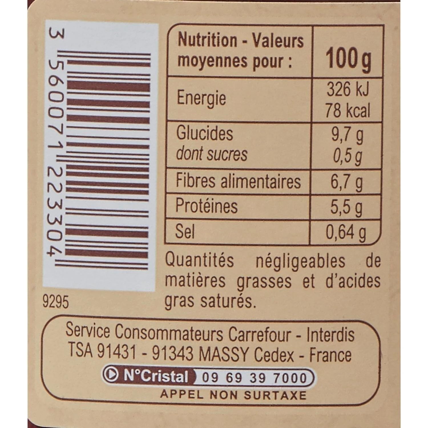 CARREFOUR BIO - Haricots Rouges Bio - Sel de Noirmoutier - le bocal de 265g net égoutté - 410g - Le Lot De 4