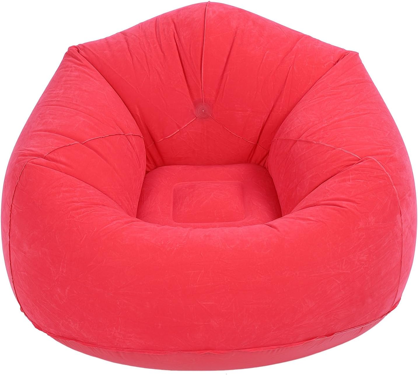 Fdit Portable Folding Inflatable Lounge Chair Sofa with Flocking PVC, Lightweight Blow Up Design for Travel, Living Room, Bedroom, Balcony & Office (Red)
