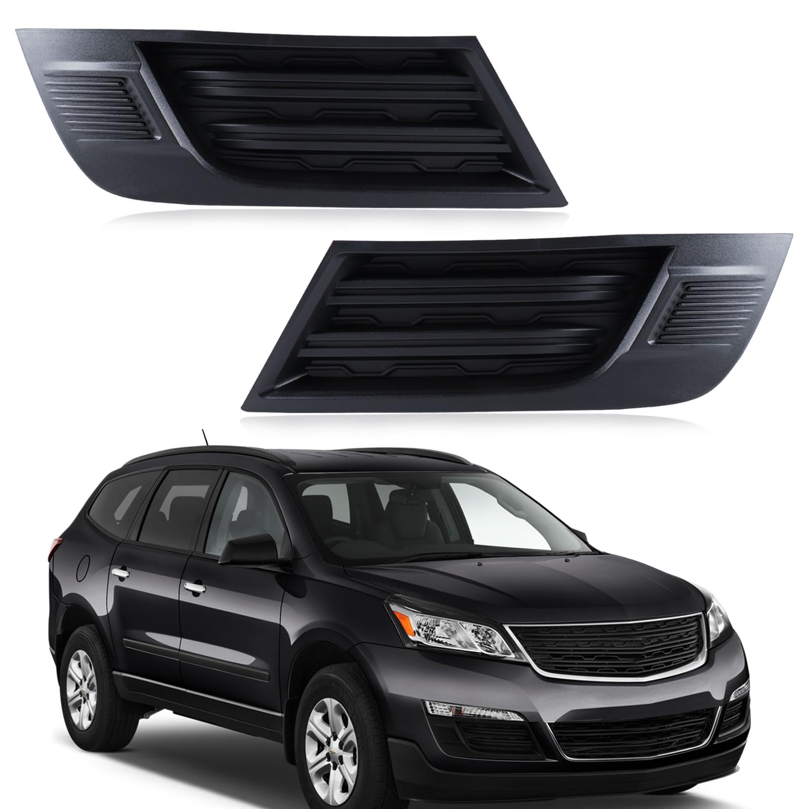 Front Fog Light Bezel Set Compatible with Chevy Traverse 2013-2017 Front Bumper Driving Fog Lamp Cover Trim Frame Driver Passenger Side Left Right