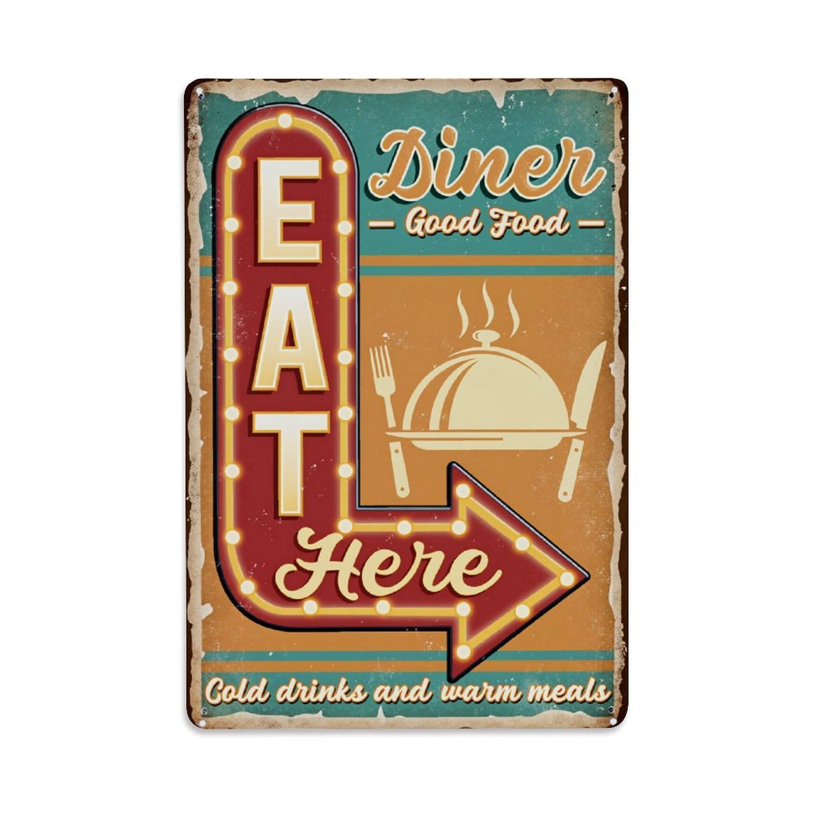 Retro Diner Sign Art Print Vintage Tin Sign Retro Metal Wall Decor Metal Poster, Home Bar Garage Farmhouse Cafe Wall Art Decoration 8x12Inches