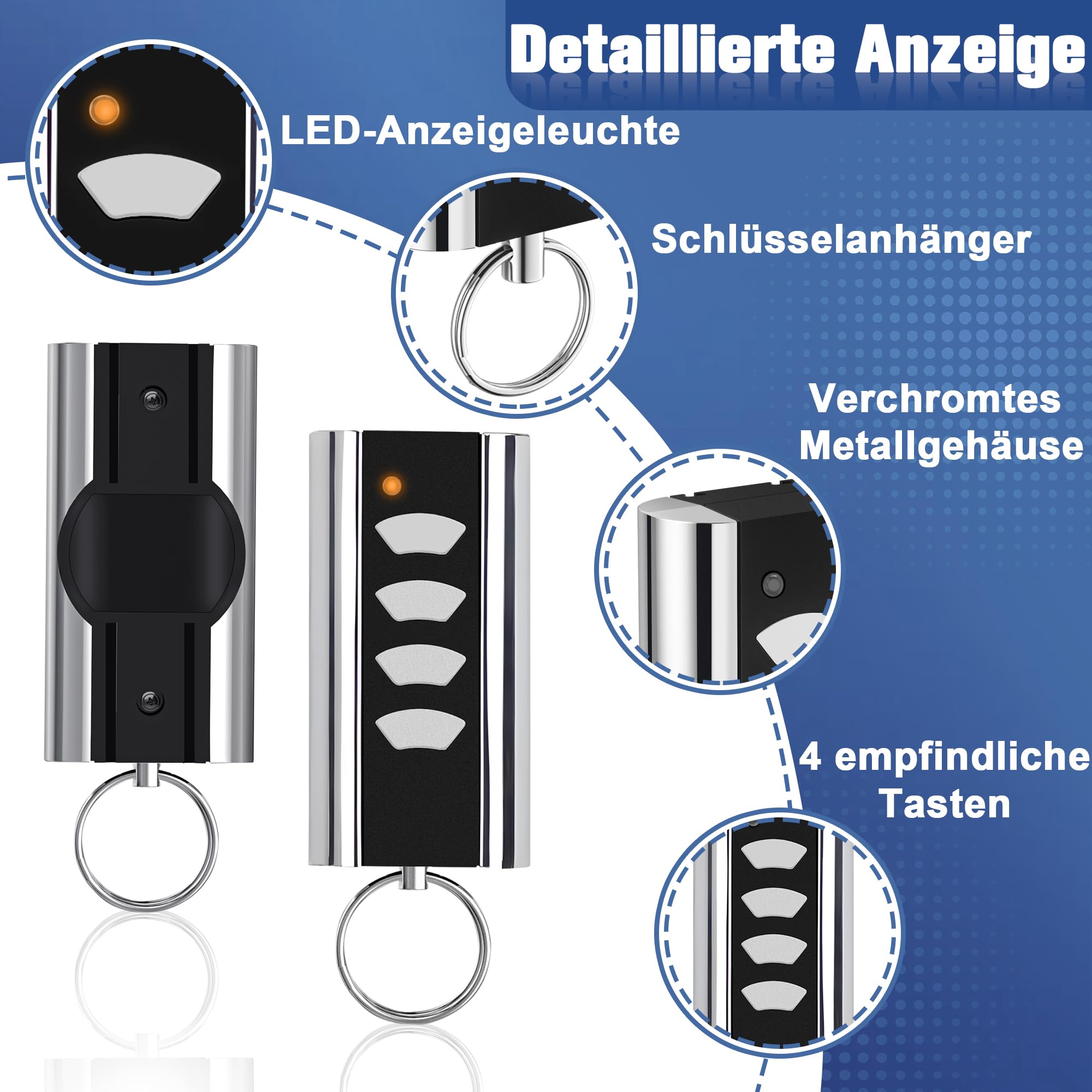 pepape 2 trasmettitori per garage in acciaio standard Entrematic RCU 433-4K, RCU 433-2K, EA433 2KM, EA433 2KS, compatibile con Crawford Normstahl 433,92 Rolling Code Garage telecomando