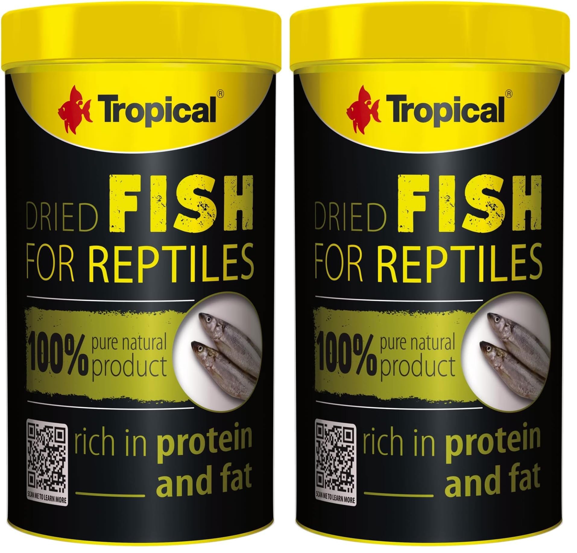 Dried Fish 250ml / 35g - Alimento para Anfibios, Pescado seco para Reptiles (Paquete de 2)