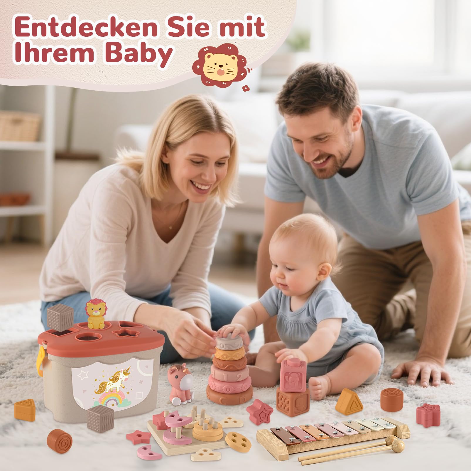 5 in 1 Babyspielzeug ab 6 Monate, Montessori Spielzeug Baby ab 6 Monate | ﻿ Motorikspielzeug ab 6 Monate, Stapelspielzeug Blöcken, Baby Spielzeug Geschenk 6 12 monate Mädchen Junge