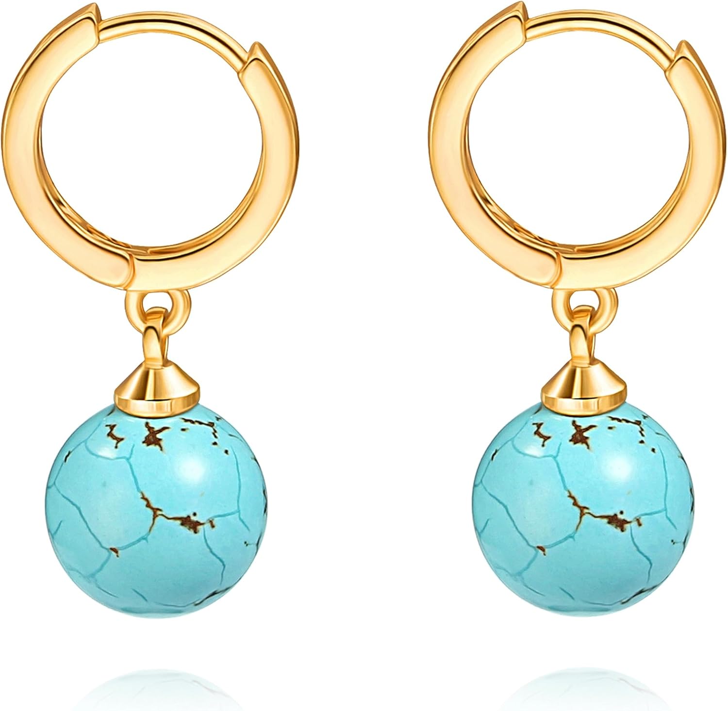 SOFYBJA Small 18K Gold Plated Huggie Hoop Earrings Drop Dangle Post Earrings Hanging Lightweight Handmade Jewelry for women