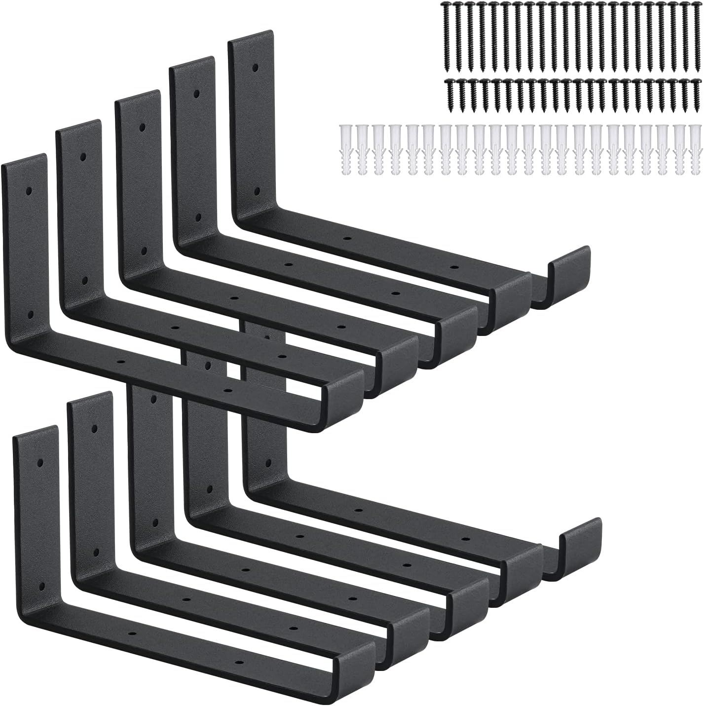 10 Pack Heavy Duty J Shelf Brackets with Lip, 9 Inch Wall