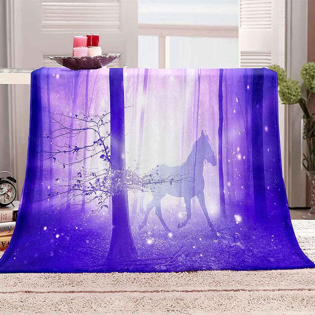 Couverture cheval en flanelle violette 150x200 cm pour canapé