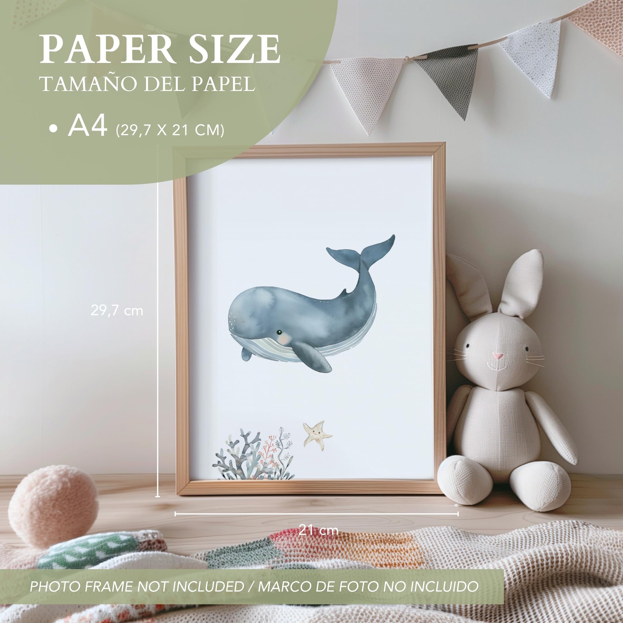 ayurvana Set de 6 Láminas Infantiles Animales del Bosque A4 – Cuadros Bebé Estilo Nórdico Acuarela – Decoración Habitación – Pósters Recién Nacido Sin Marco – Regalo Baby Shower (MARPACK6)