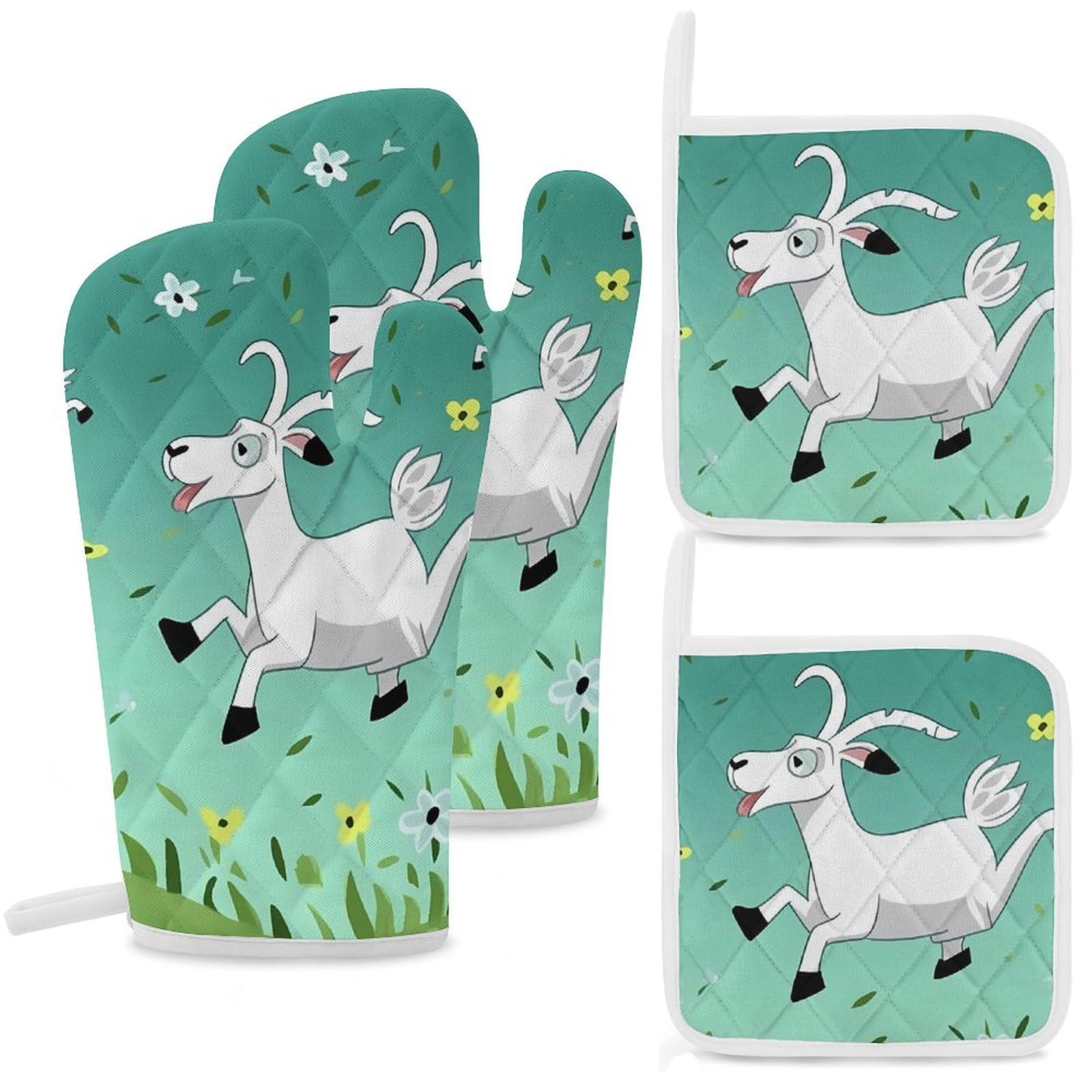 Maniques de cuisine motif chèvre idéales pour vos plats au four