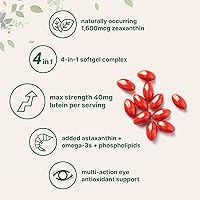 Vista 3 de Micro Ingredients Cápsulas blandas de luteína y zeaxantina de 40 mg, 240 unidades, con astaxantina, omega-3 y fosfolípidos, vitaminas para la salud
