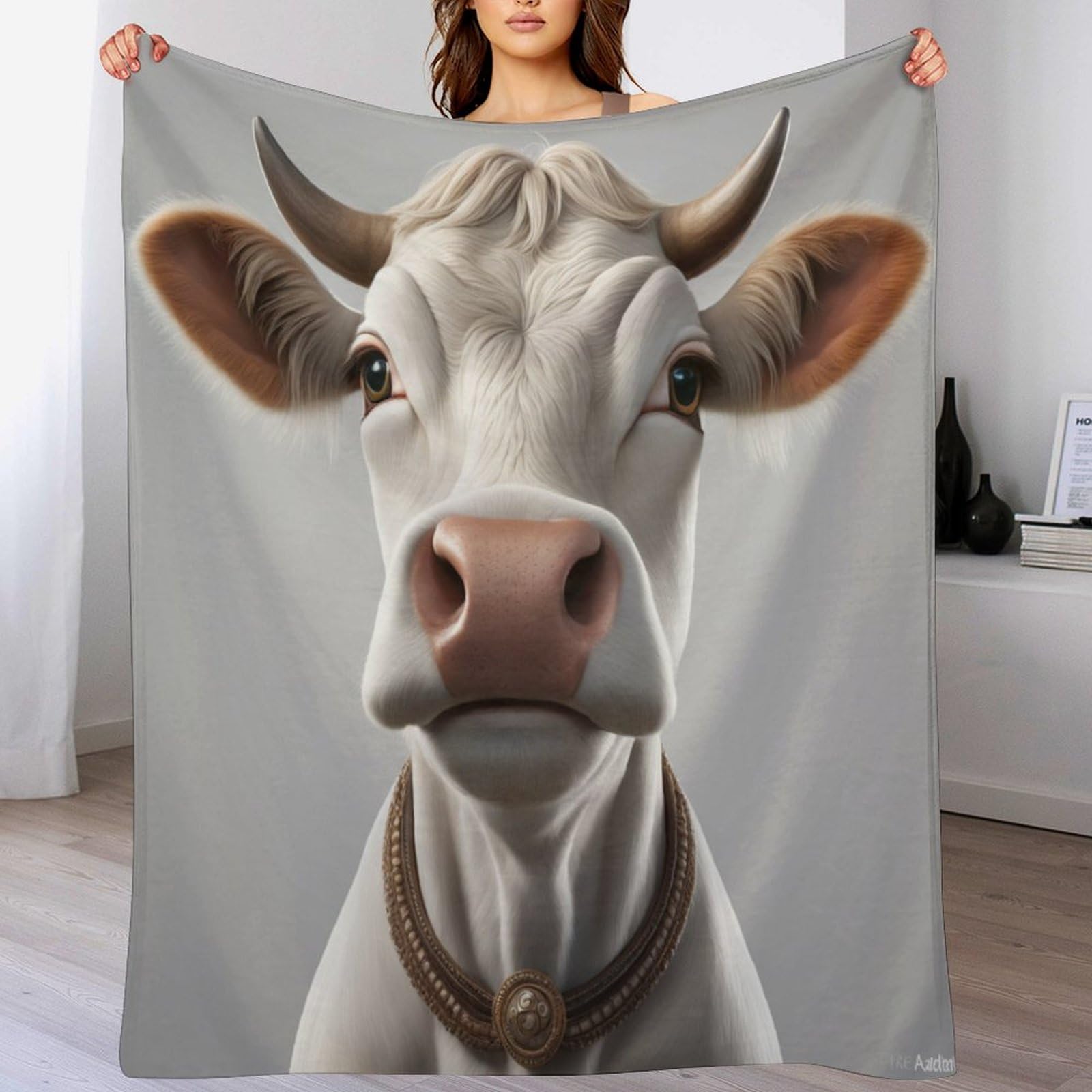 Couverture polaire flannel vache 140x180cm, idée cadeau utile et douce