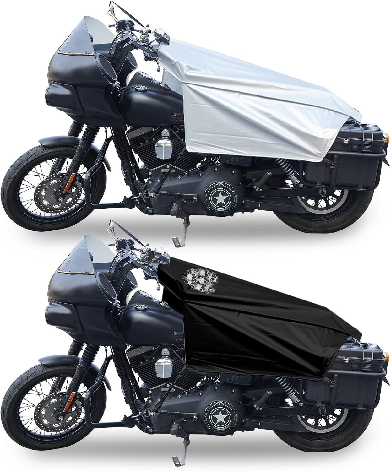 GARGOYLE BELLS Motorcycle Cover Seat Shade Cover Bike Covers Lightweight Half Covers Outdoor Sun Protection All Season Fits Various Motorcycle Models - Black, L