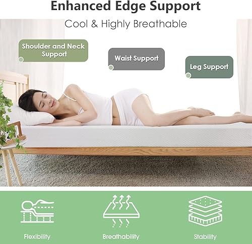 Miniatura 72 de PayLessHere - Colchón de espuma viscoelástica con gel, 6 pulgadas, tamaño queen, con certificación CertiPUR-US, sin fibra de vidrio, cama en una