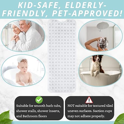 Miniatura 6 de Alfombra de baño ENKOSI - Alfombra antideslizante grande para bañera y ducha. Alfombra de baño extra larga de 40 x 16 pulgadas para bañera