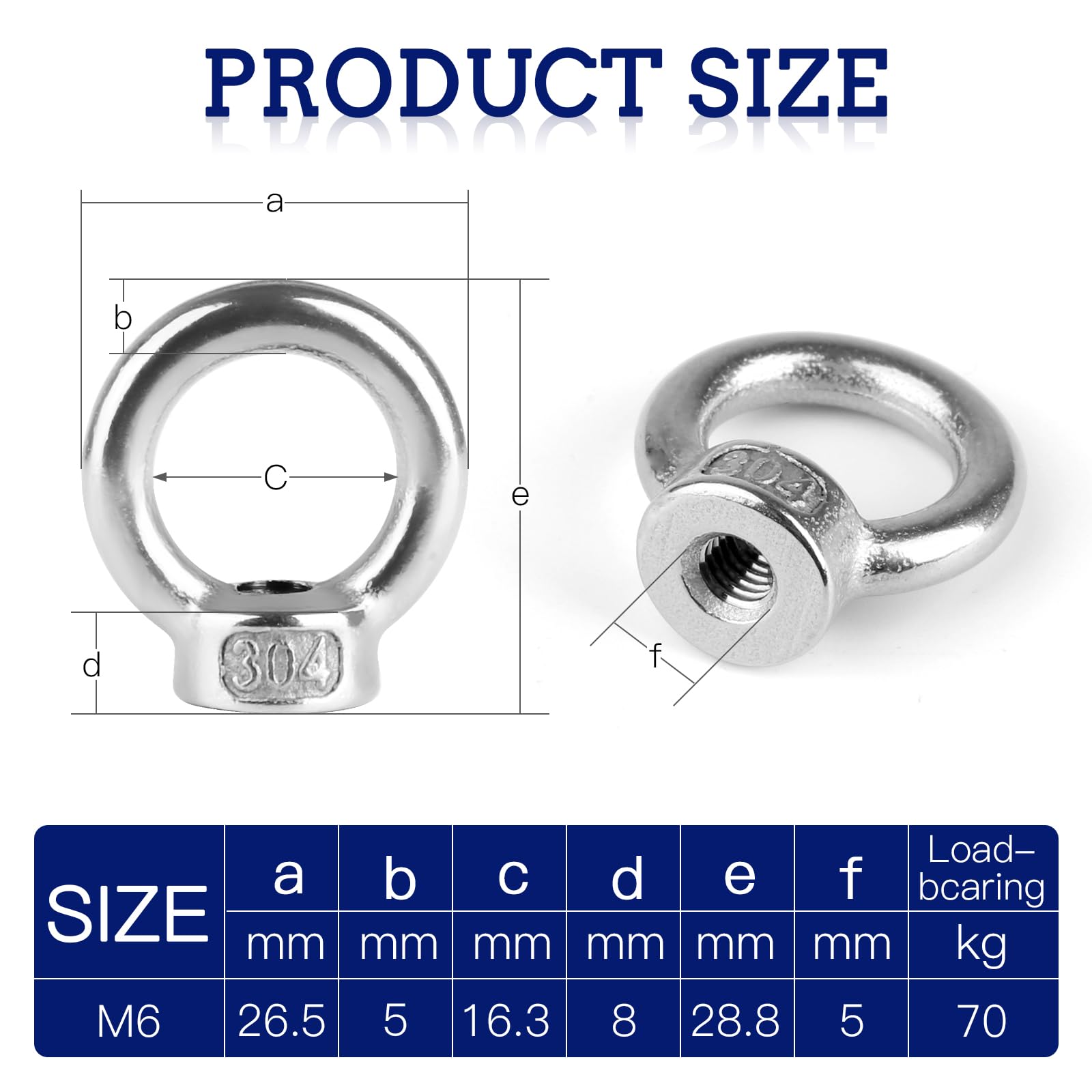 Dadi Ad Anello Con Vite M6 Acciaio Inox - 6 Pezzi Con Distanziatore Plastica - Foto 12