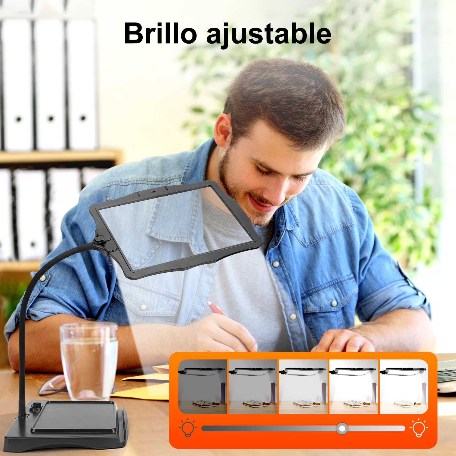 10x Lupa con Luz Y Soporte, 50 Cuentas LED De Brillo Ajustable, Diseño Antideslumbrante, Lupas De Gran Aumento, Lupa De Observación De Lectura De Mesa O Portátil con Base Manualidades