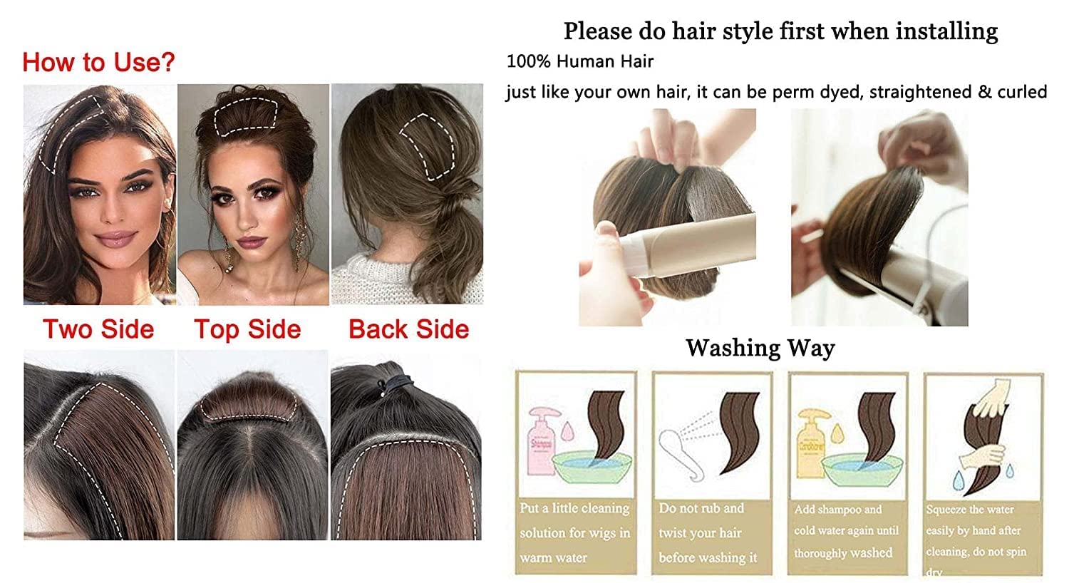 FEIPRO Real Remy Human Hair Extensions Short Clip In for Thinning Hair Short Hair add Women Hair Volume Natural Straight Invisible Hairpin Frontal Bangs Toppers 8" #P12/613 Golden Brown/Bleach - Image 3