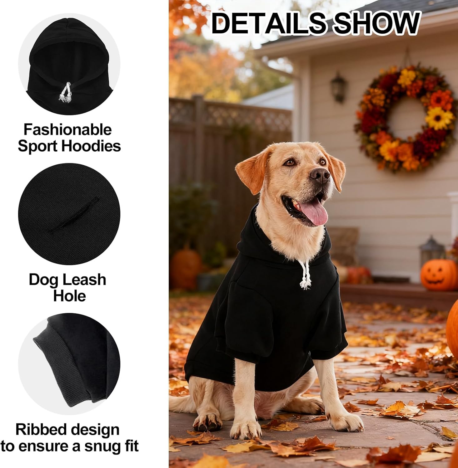 EXPAWLORER Fall Dog Hoodie-Soft and Warm Dog Sweaters, Pet Clothes Autumn Winter Coat Sweatshirt with Thanksgiving Turkey Theme Print for Puppy,Cat, Small Medium Large Dogs