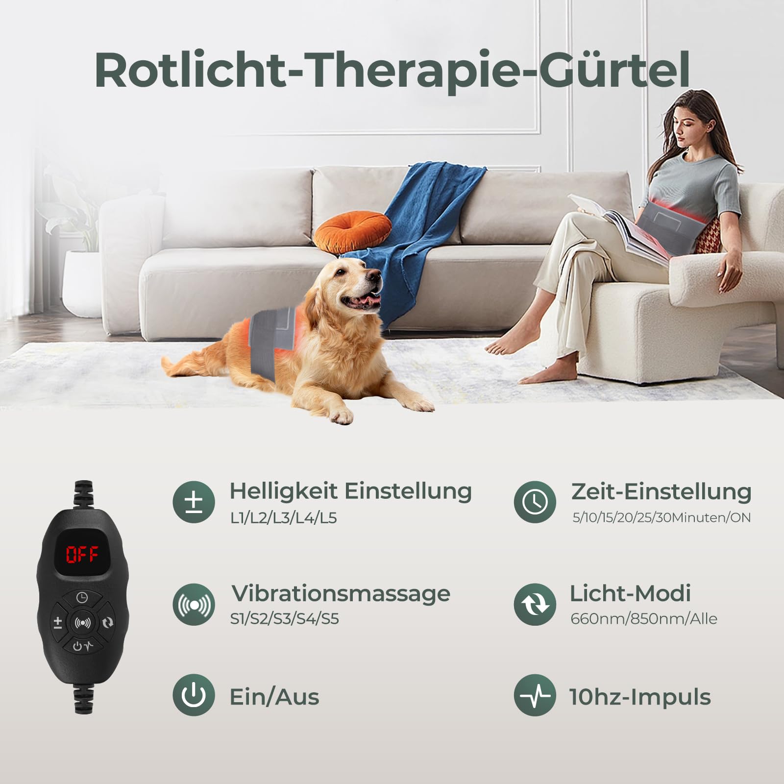 120LEDs Rotlichtlampe Therapie Gürtel für die Schmerzen, Grau