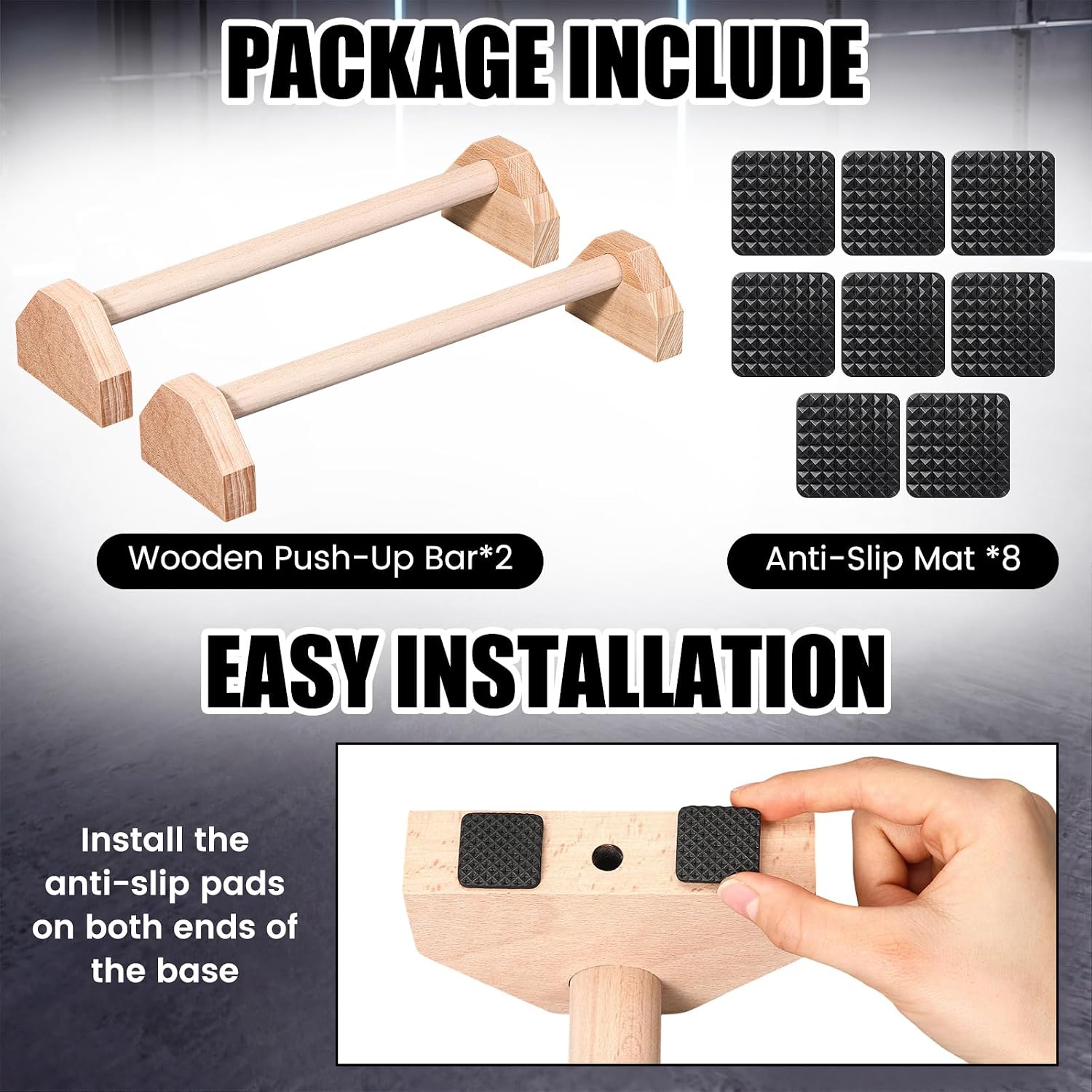 Silipull 2 Pcs Wooden Parallettes Bars Push up Stands 15.7/19.7 Inch Push up Bars Calisthenics Equipment Non Slip Base Solid Portable Exercise Home Workout Equipment for Strength Training