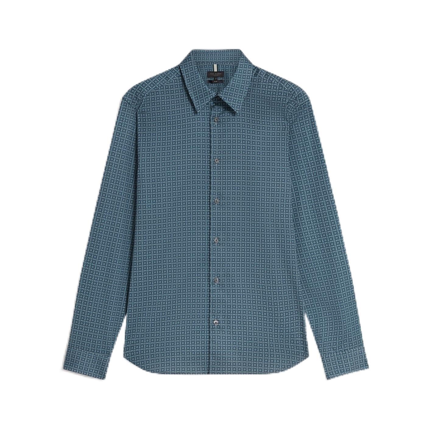 Ted Baker Mens LS Geo Shirt Long Sleeve Navy XXL
