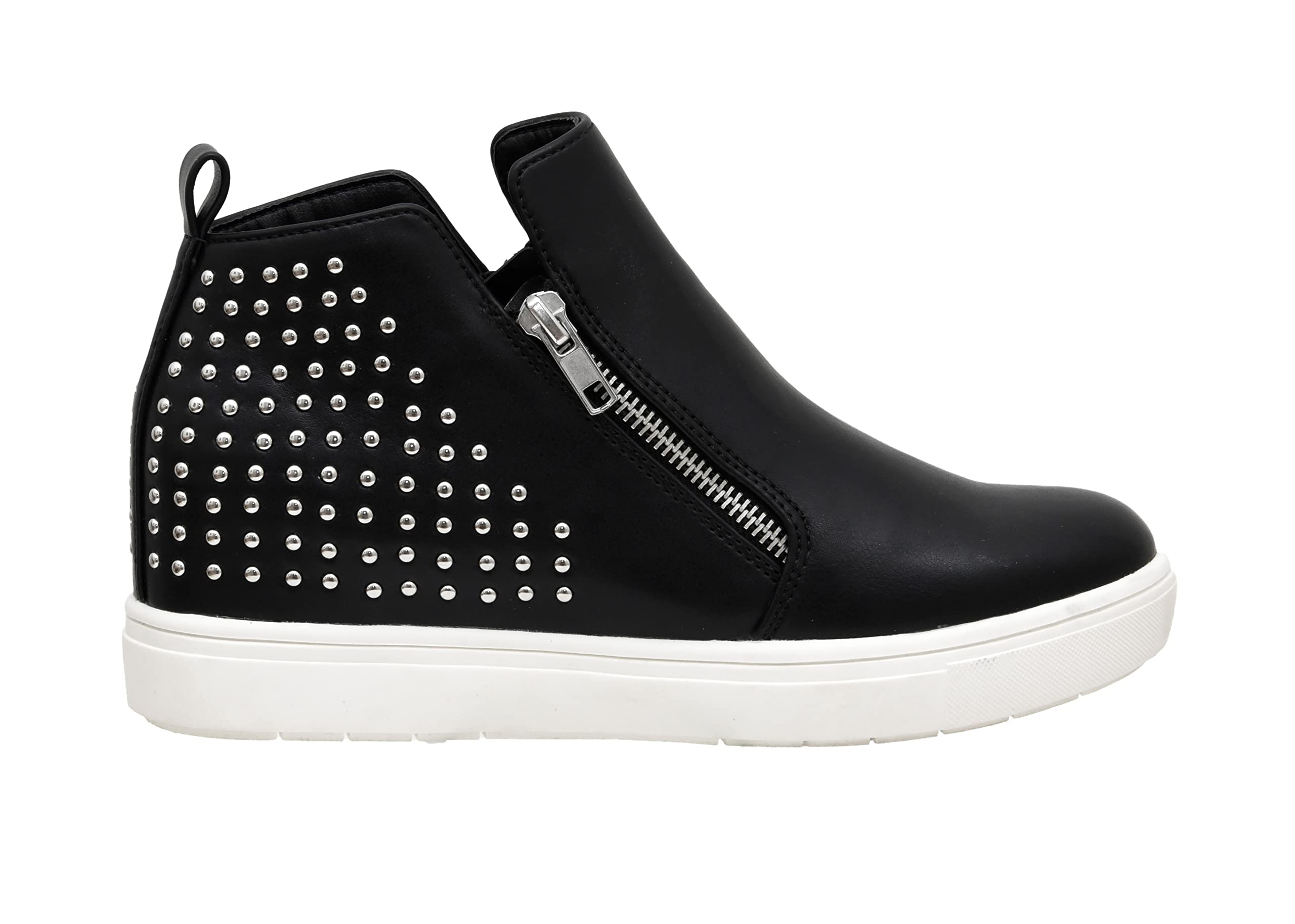 CUSHIONAIRE Hollywood - Sneaker con zeppa nascosta, con borchie e memory foam, nero, 41 EU