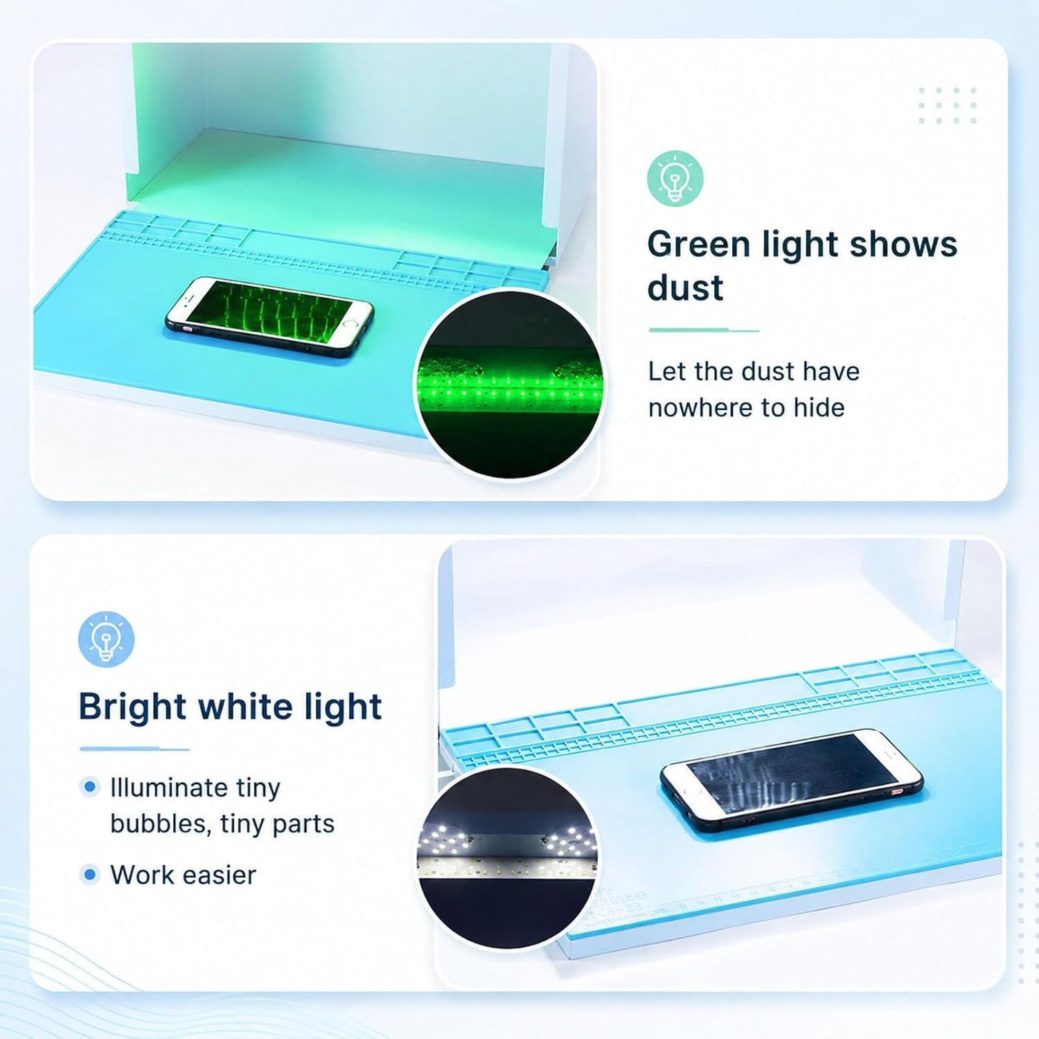 Mini Poste de Travail à Flux laminaire, avec Deux Ventilateurs et éclairage LED réglable, 34,3 x 23 cm, la réparation décrans LCD de téléphoneslaboratoire