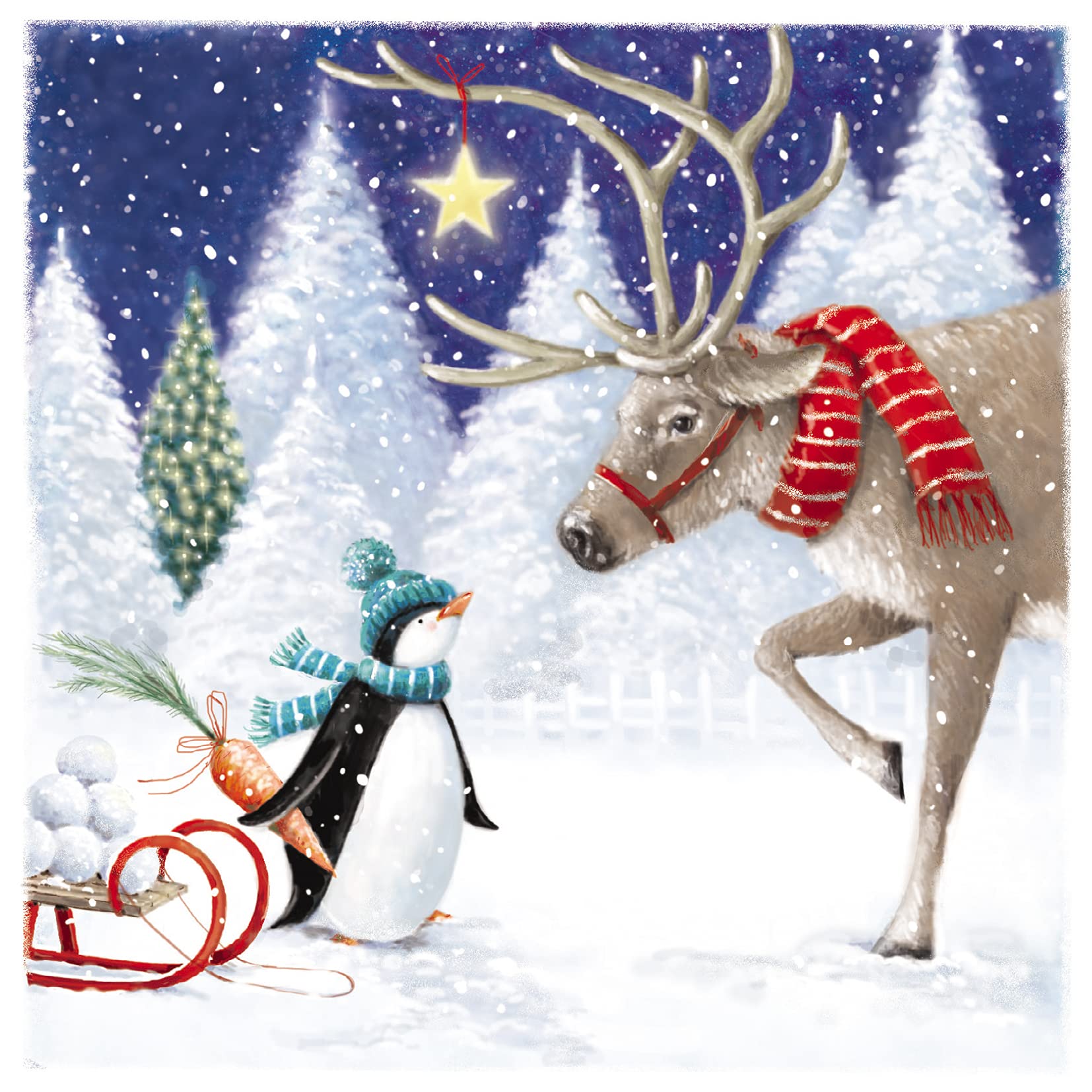 Ling Design Weihnachtskarten Mit Pinguin-Motiv – 6 Karten + Umschläge, 14x14 Cm, Für Wohltätige Zwecke