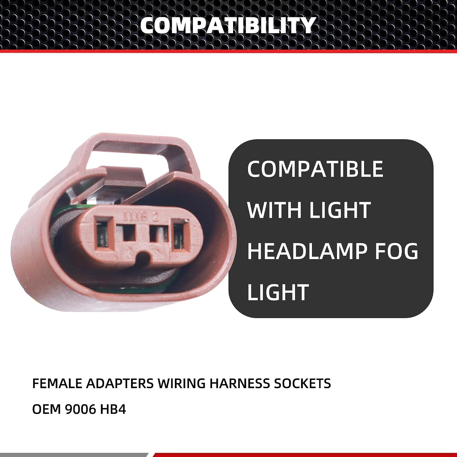 HiSport 9006 headlight plug Female Adapters Connector Wiring Harness Sockets Wire Plug Pigtails Compatible with High/Low Beam Or Fog Lights Use Replacement for OE 9006 HB4 (Pack of 2)